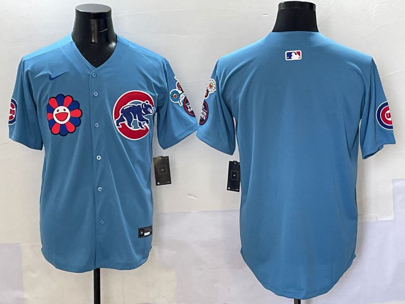 Men Chicago Cubs Blank Light Blue Flower Edition 2025 Nike MLB Jersey style 1